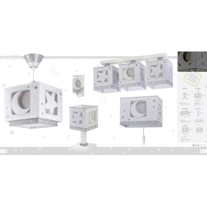 Plafonieră pentru copii Dalber 63233NE MOONLIGHT 3xE27/60W/230V