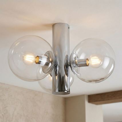 Plafonieră SFERIO, 3x E14, 5W, 230V, crom lucios/sticlă transparentă