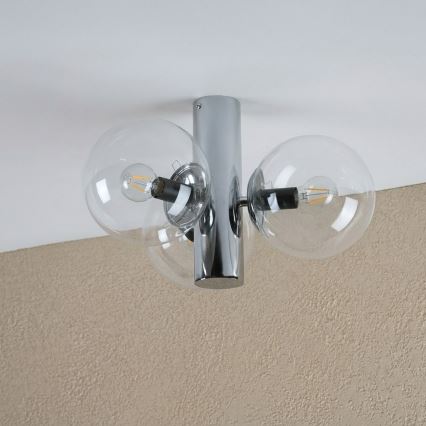 Plafonieră SFERIO, 3x E14, 5W, 230V, crom lucios/sticlă transparentă