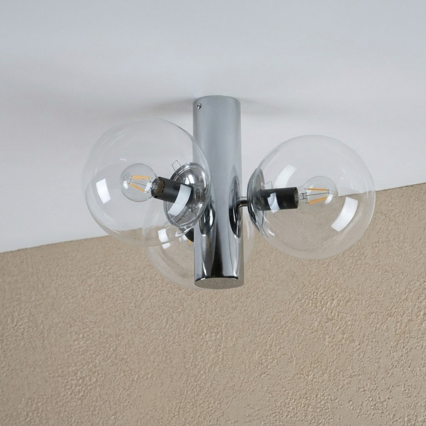 Plafonieră SFERIO, 3x E14, 5W, 230V, crom lucios/sticlă transparentă