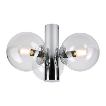 Plafonieră SFERIO, 3x E14, 5W, 230V, crom lucios/sticlă transparentă
