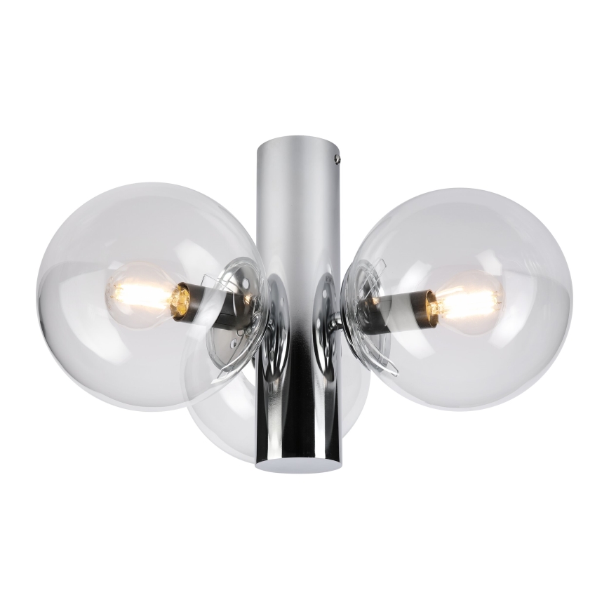 Plafonieră SFERIO, 3x E14, 5W, 230V, crom lucios/sticlă transparentă