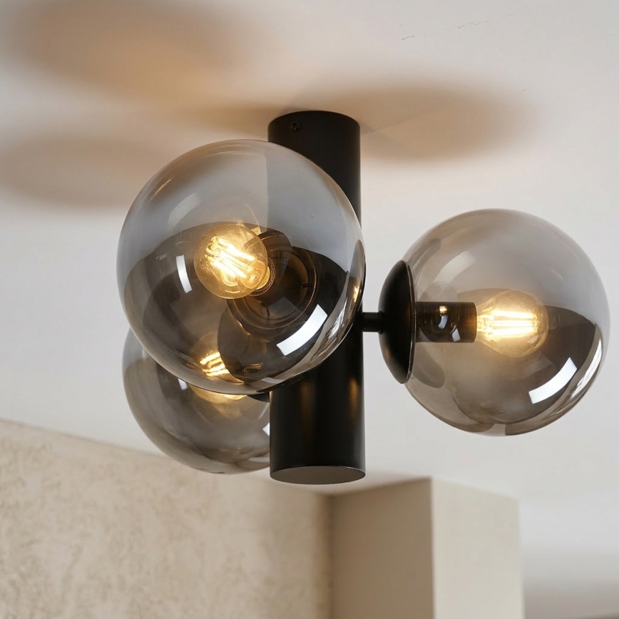 Plafonieră SFERIO 3xE14/5W/230V negru/negru fumuriu