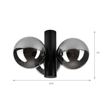 Plafonieră SFERIO 3xE14/5W/230V negru/negru fumuriu