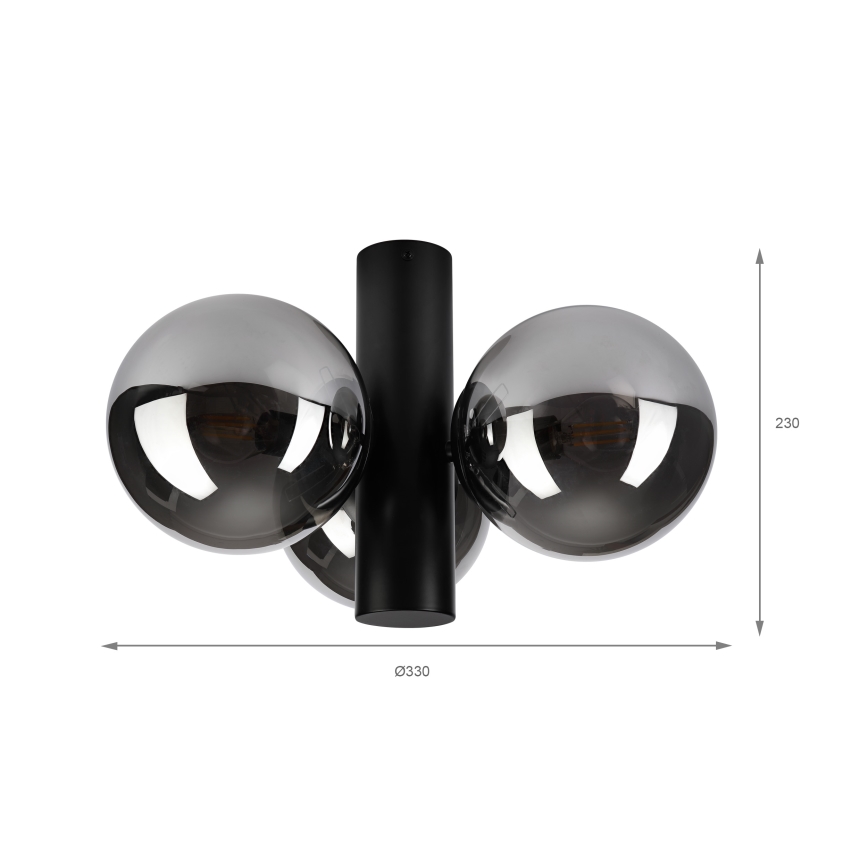 Plafonieră SFERIO 3xE14/5W/230V negru/negru fumuriu