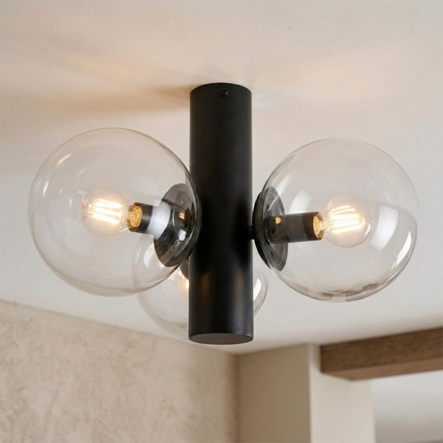 Plafonieră SFERIO 3xE14/5W/230V negru/transparent