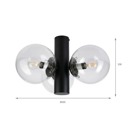 Plafonieră SFERIO 3xE14/5W/230V negru/transparent