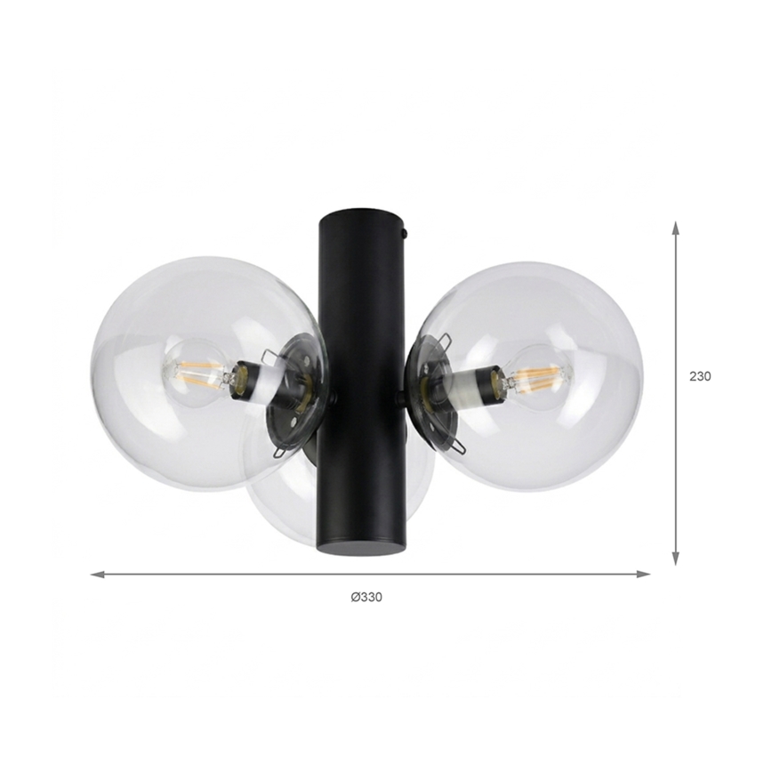 Plafonieră SFERIO 3xE14/5W/230V negru/transparent