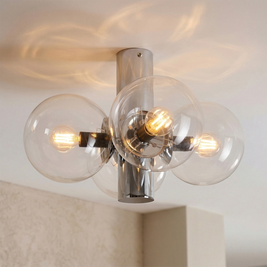 Plafonieră SFERIO 4xE14/5W/230V crom lucios/sticlă transparentă