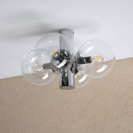 Plafonieră SFERIO 4xE14/5W/230V crom lucios/sticlă transparentă