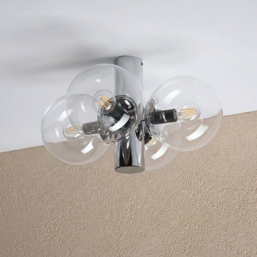 Plafonieră SFERIO 4xE14/5W/230V crom lucios/sticlă transparentă