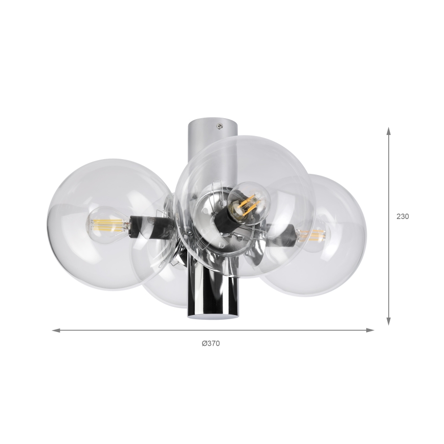 Plafonieră SFERIO 4xE14/5W/230V crom lucios/sticlă transparentă