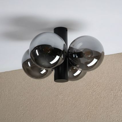 Plafonieră SFERIO, 4xE14/5W/230V, negru/sticlă fumurie