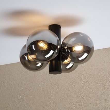 Plafonieră SFERIO, 4xE14/5W/230V, negru/sticlă fumurie