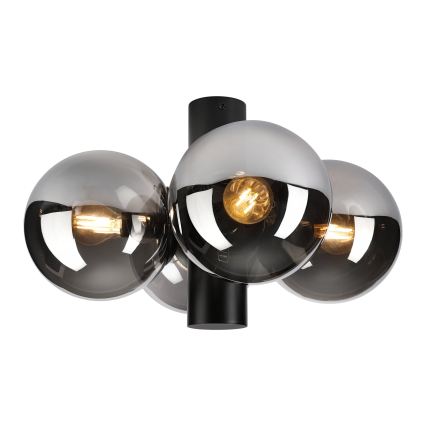 Plafonieră SFERIO, 4xE14/5W/230V, negru/sticlă fumurie