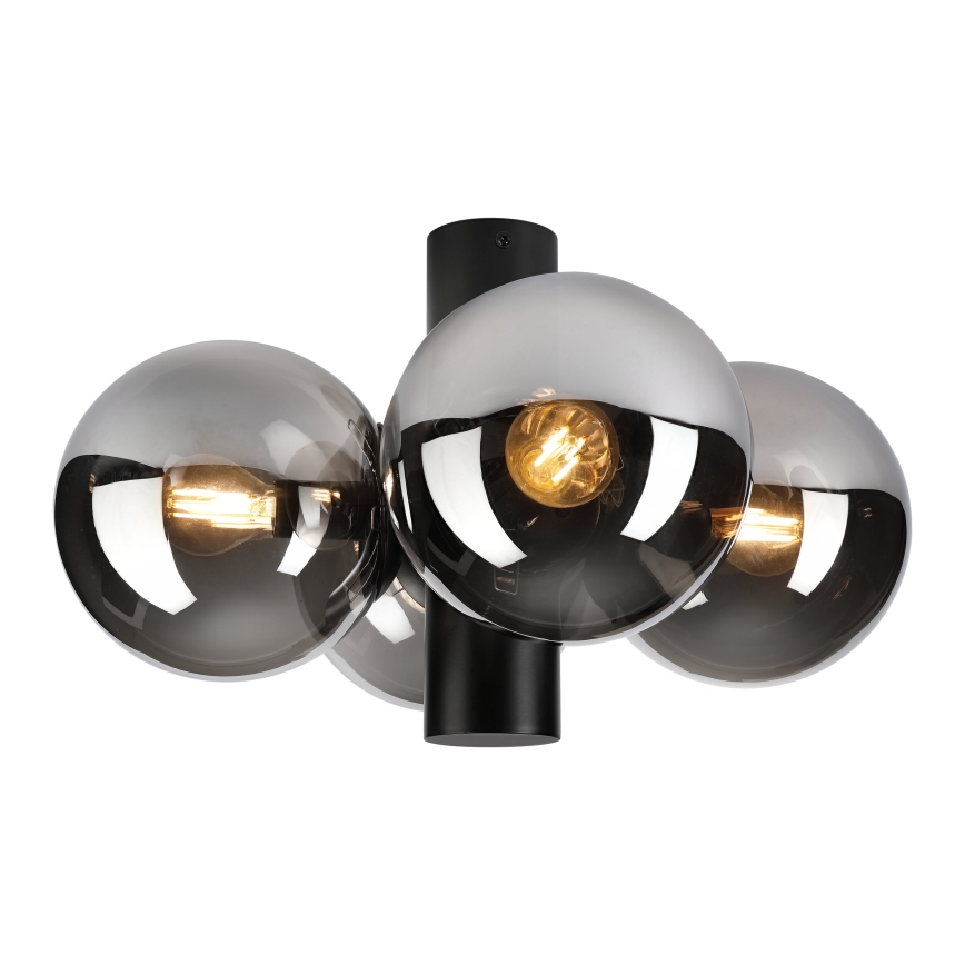 Plafonieră SFERIO, 4xE14/5W/230V, negru/sticlă fumurie