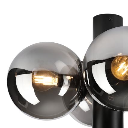 Plafonieră SFERIO, 4xE14/5W/230V, negru/sticlă fumurie
