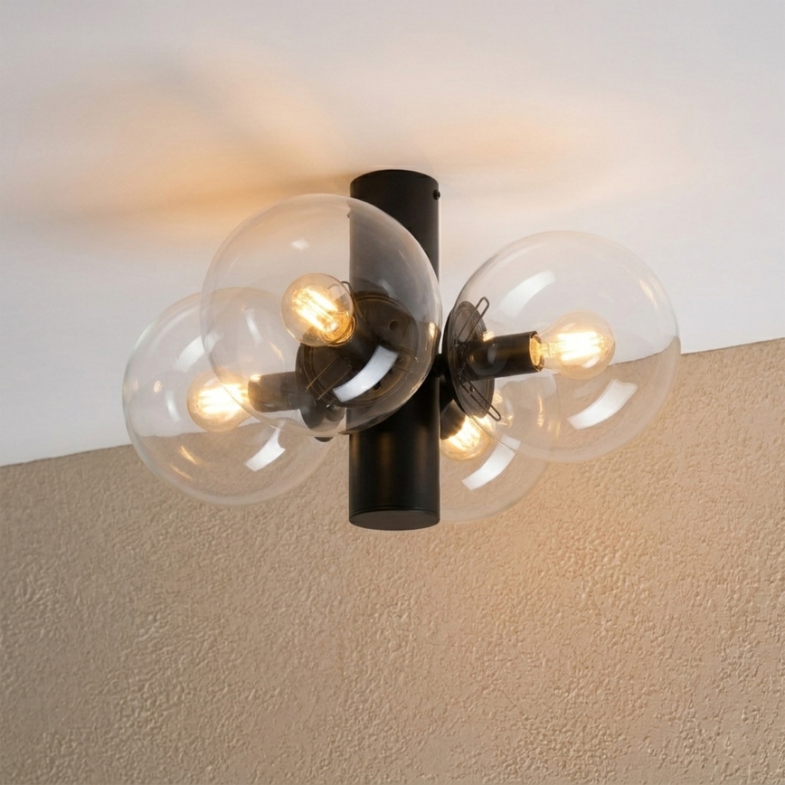 Plafonieră SFERIO 4xE14/5W/230V negru/transparent