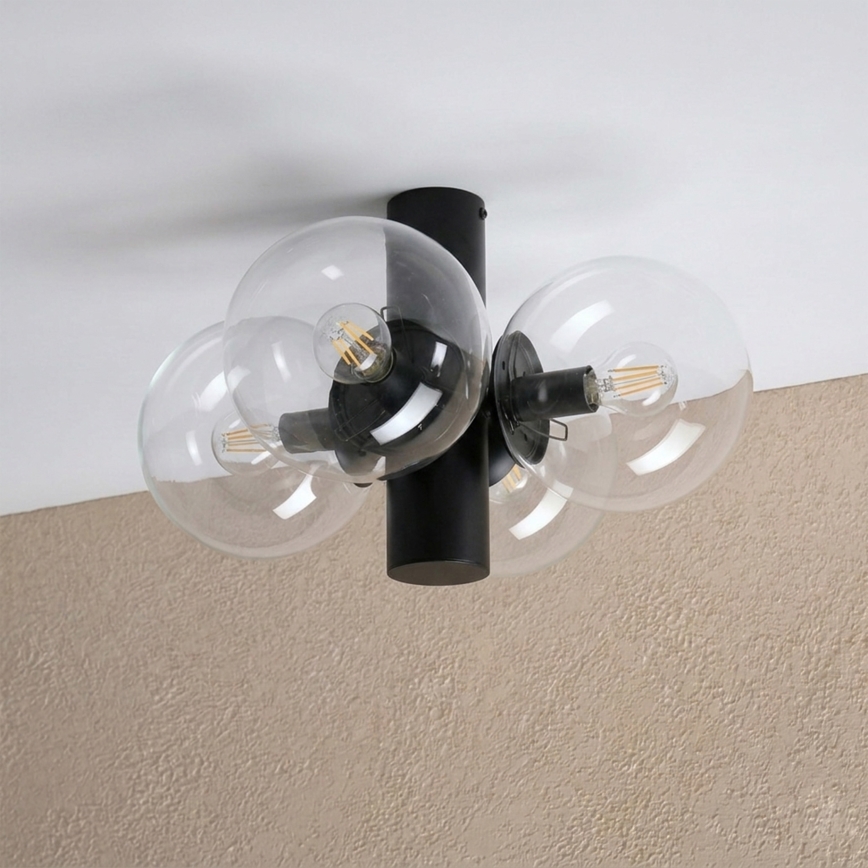 Plafonieră SFERIO 4xE14/5W/230V negru/transparent