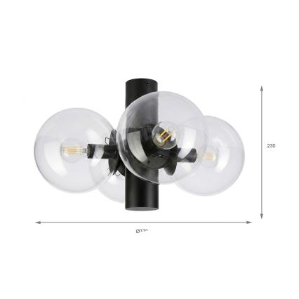 Plafonieră SFERIO 4xE14/5W/230V negru/transparent