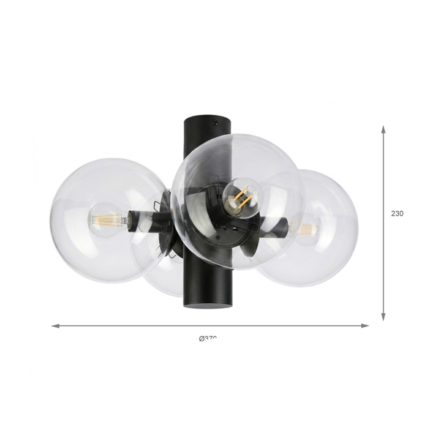 Plafonieră SFERIO 4xE14/5W/230V negru/transparent