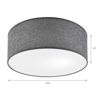 Plafonieră SIRJA 1xE27/15W/230V, Ø 35 cm, gri