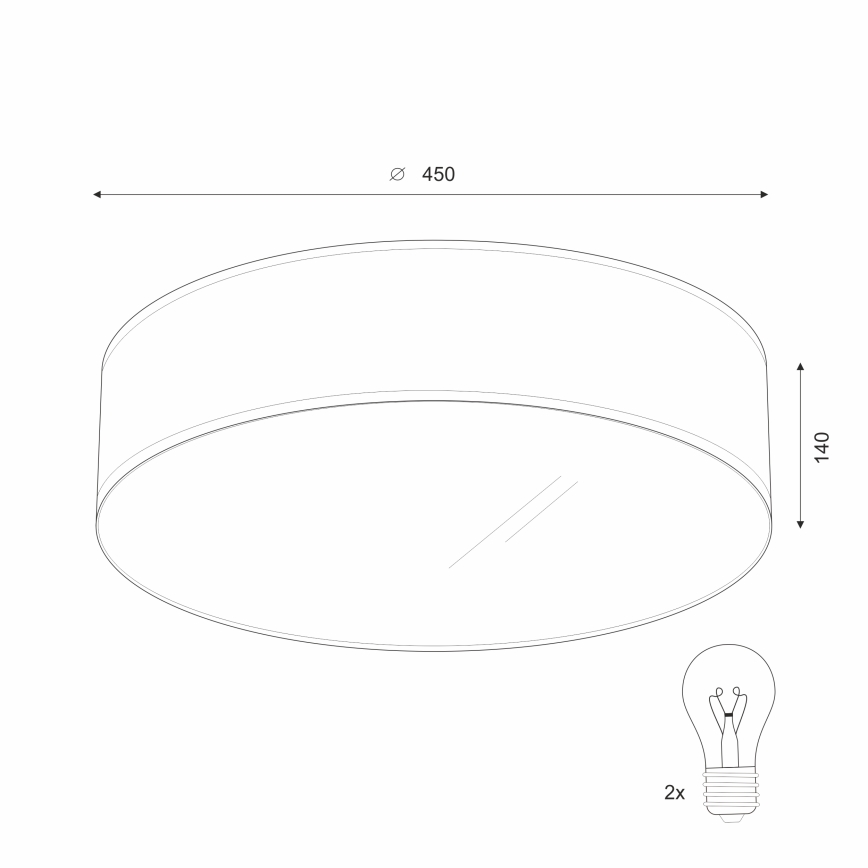 Plafonieră SIRJA, 2 x E27, 15 W, 230 V, Ø 45 cm, crem