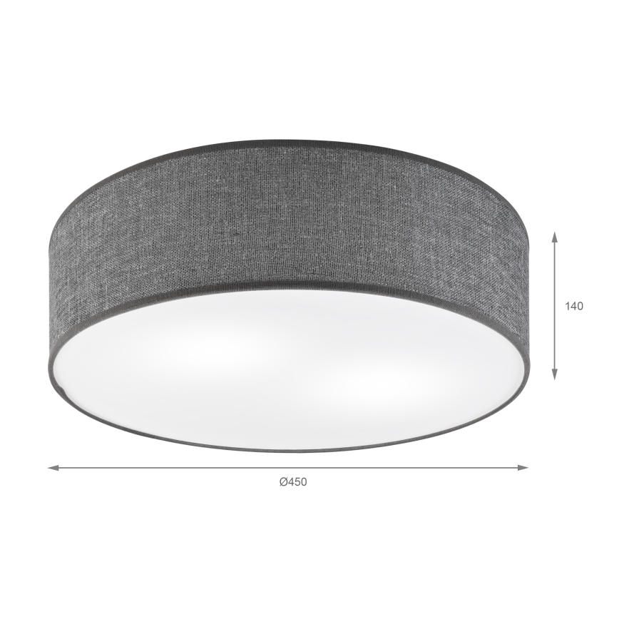 Plafonieră SIRJA 2xE27/15W/230V, diametru 45 cm, gri