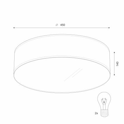 Plafonieră SIRJA 2xE27/15W/230V, Ø 45 cm, albă