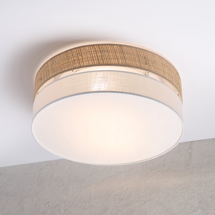 Plafonieră SIRJA BOHO 2xE27/15W/230V, Ø 45 cm, bej/albă