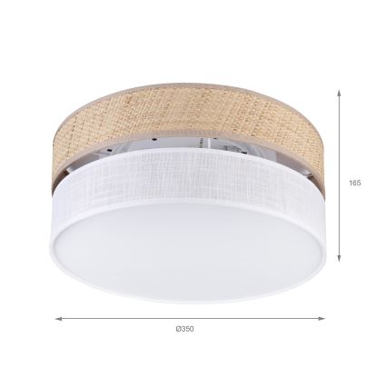 Plafonieră SIRJA DOUBLE BOHO, 2 x E14, 15 W, 230 V, Ø 35 cm, bej/alb