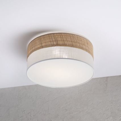 Plafonieră SIRJA DOUBLE BOHO, 2xE14/15W/230V, Ø 35 cm, bej/alb