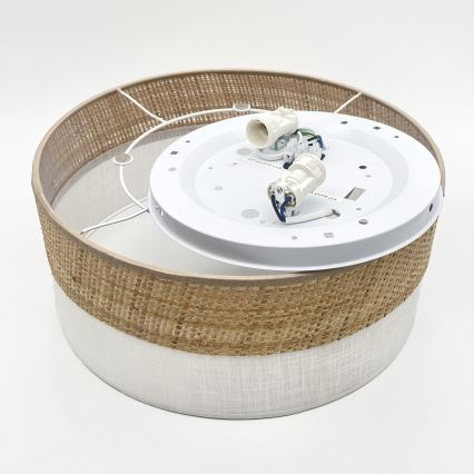 Plafonieră SIRJA DOUBLE BOHO, 2xE14/15W/230V, Ø 35 cm, bej/alb