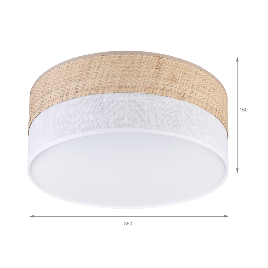 Plafonieră SIRJA DOUBLE BOHO, 2xE14/15W/230V, Ø 35 cm, bej/alb