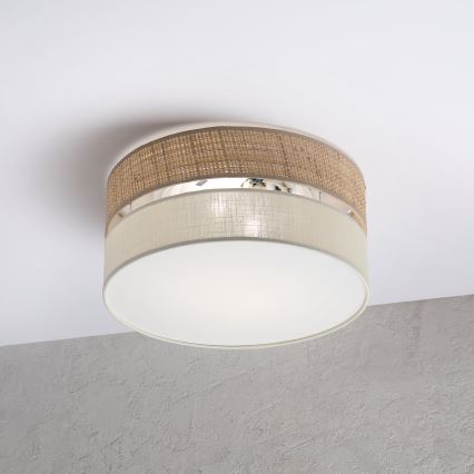 Plafonieră SIRJA DOUBLE BOHO 2xE14/15W/230V Ø 35 cm bej/crem