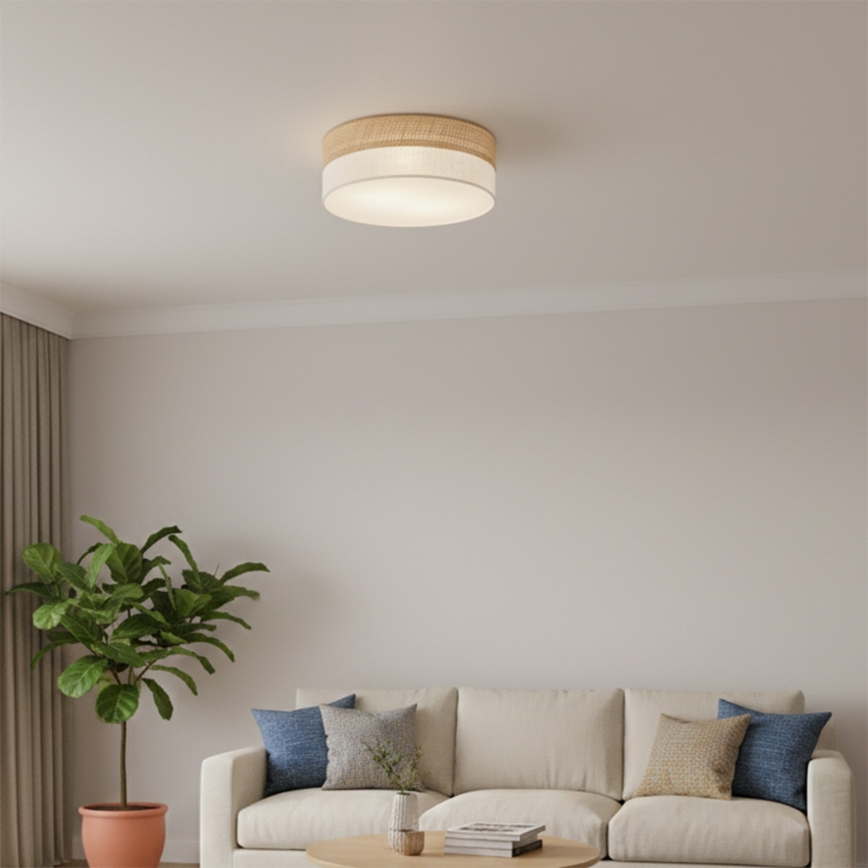 Plafonieră SIRJA DOUBLE BOHO 2xE14/15W/230V Ø 35 cm bej/crem