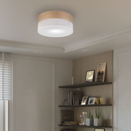 Plafonieră SIRJA WOOD 1xE27/15W/230V d. 35 cm alb/stejar