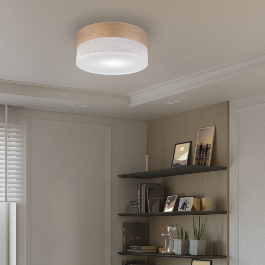 Plafonieră SIRJA WOOD 1xE27/15W/230V d. 35 cm alb/stejar