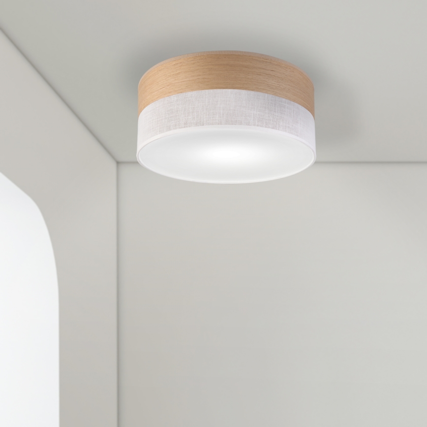 Plafonieră SIRJA WOOD 1xE27/15W/230V d. 35 cm alb/stejar