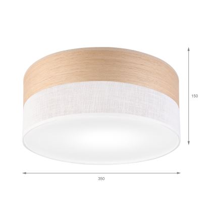 Plafonieră SIRJA WOOD 1xE27/15W/230V d. 35 cm alb/stejar