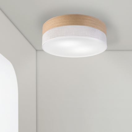 Plafonieră SIRJA WOOD 2xE27/15W/230V d. 45 cm alb/stejar