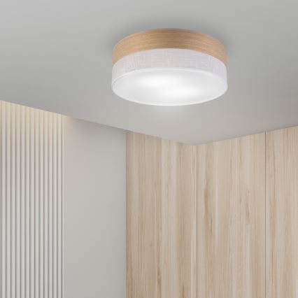 Plafonieră SIRJA WOOD 2xE27/15W/230V d. 45 cm alb/stejar