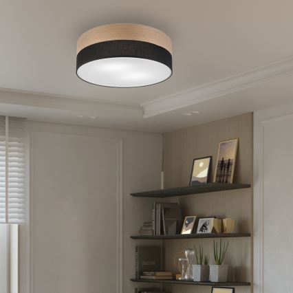 Plafonieră SIRJA WOOD 2xE27/15W/230V d. 45 cm negru/stejar