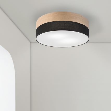 Plafonieră SIRJA WOOD 2xE27/15W/230V d. 45 cm negru/stejar