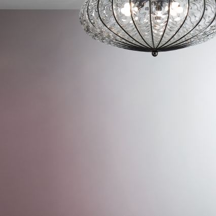 Plafonieră SIRU ACCADEMIA 3xE27/60W/230V transparent/negru sticlă venețiană