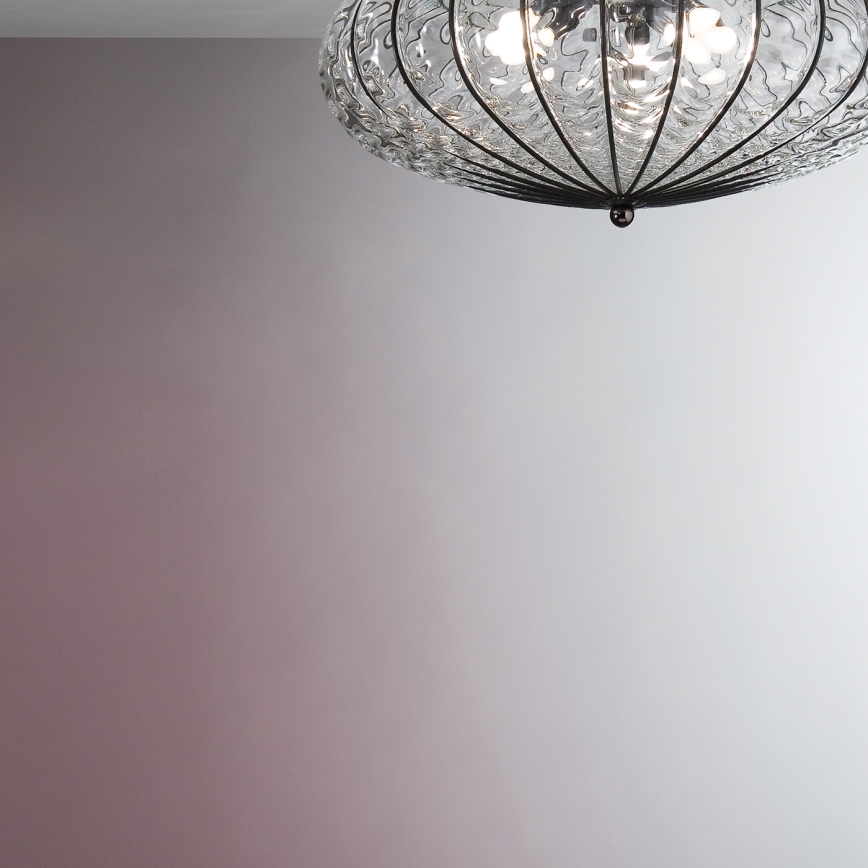 Plafonieră SIRU ACCADEMIA 3xE27/60W/230V transparent/negru sticlă venețiană