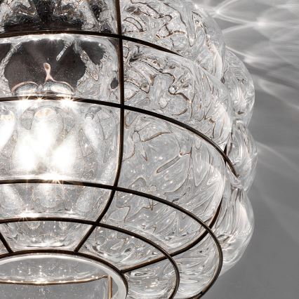 Plafonieră SIRU TERRA 1xE27/60W/230V negru/transparent sticlă venețiană