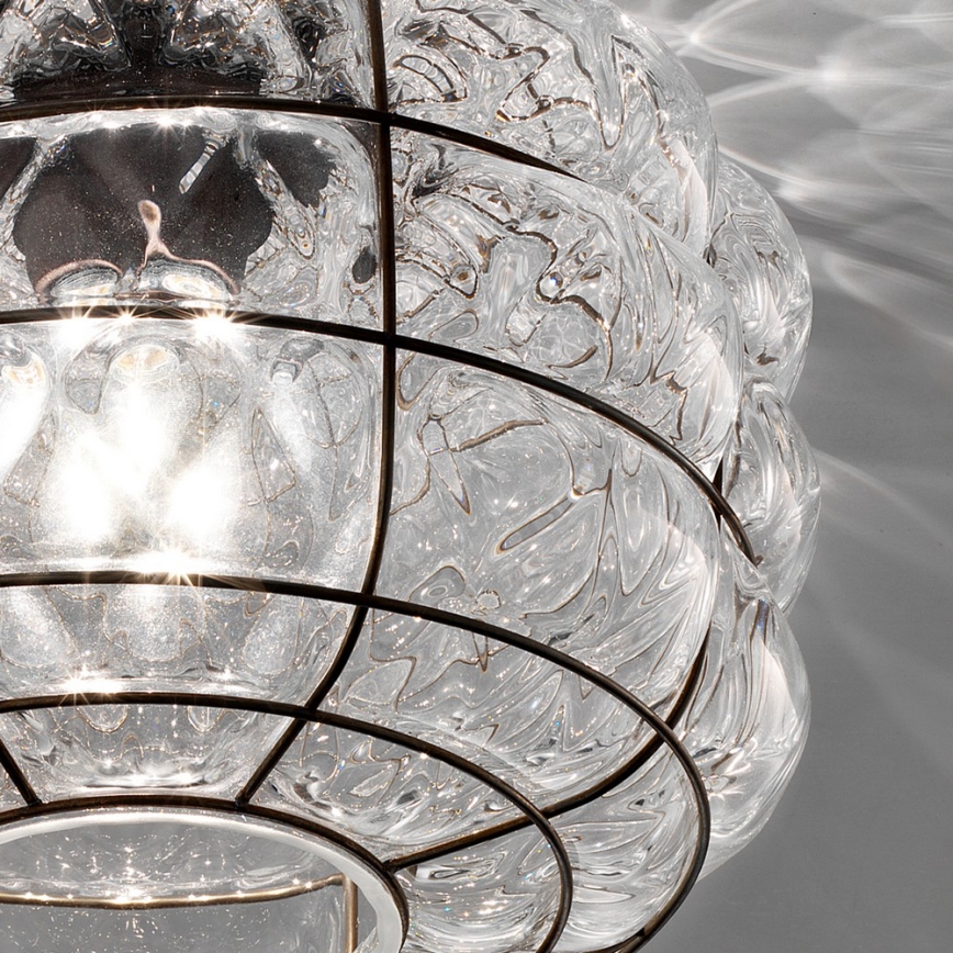 Plafonieră SIRU TERRA 1xE27/60W/230V negru/transparent sticlă venețiană