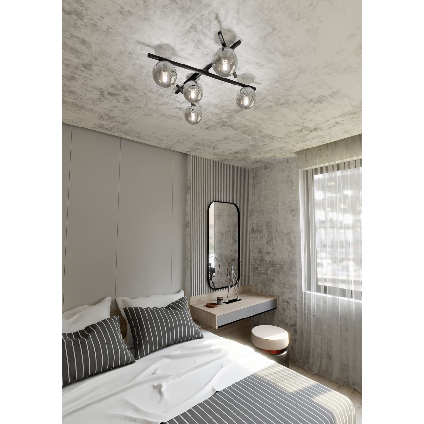 Plafonieră SMART 5xE14/10W/230V negru/gri