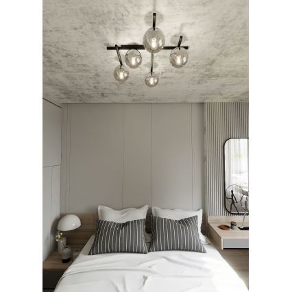 Plafonieră SMART 5xE14/10W/230V negru/gri